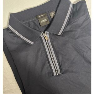 Hugo Boss Polo Shirt Mens Blur Fit Mercerised Cotton Quarter Zip XL